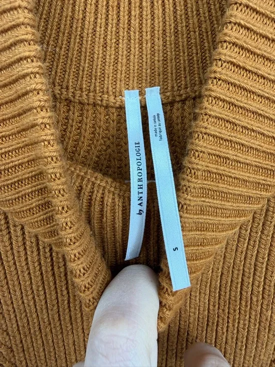 By Anthropologie Short-Sleeve Mock-Neck Sweater Mini Dress sz S - Picture 4 of 9